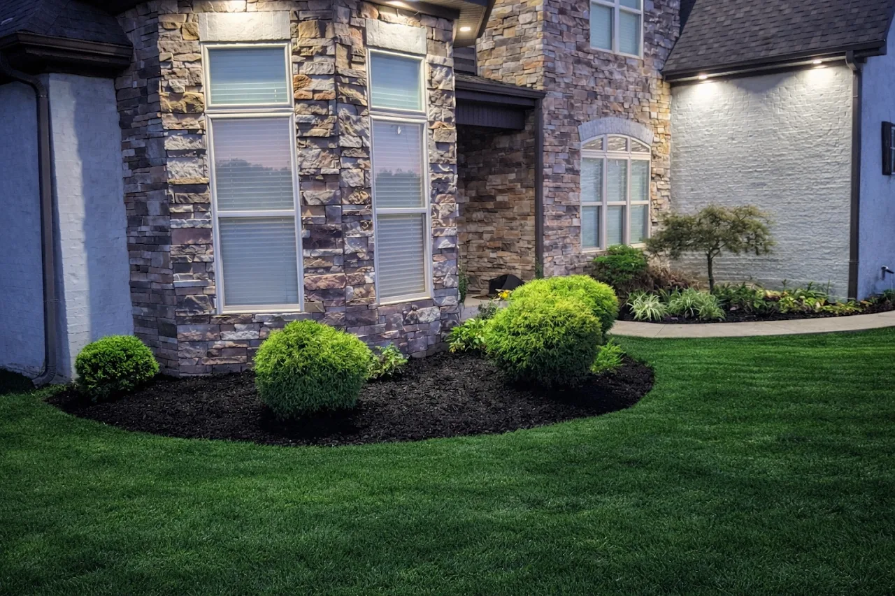 Mulch and stone installation landscaping